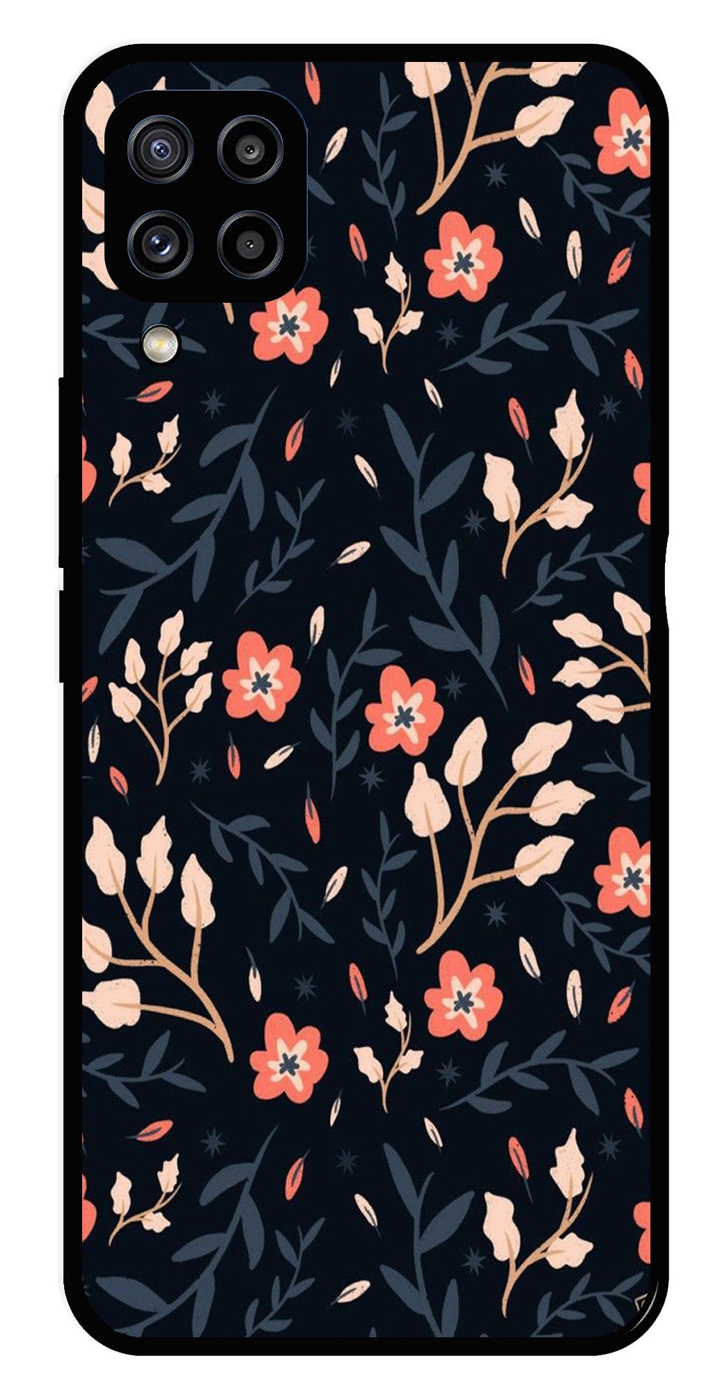 Floral Pattern Metal Mobile Case for Samsung Galaxy M32 4G   (Design No -10)