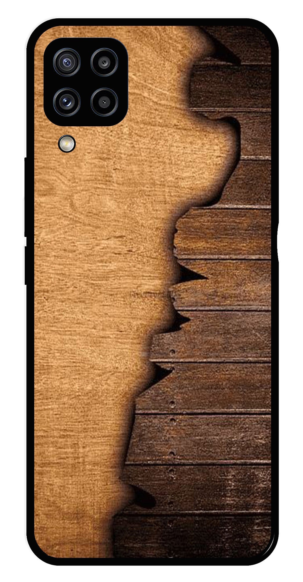 Wooden Design Metal Mobile Case for Samsung Galaxy M32 4G   (Design No -13)