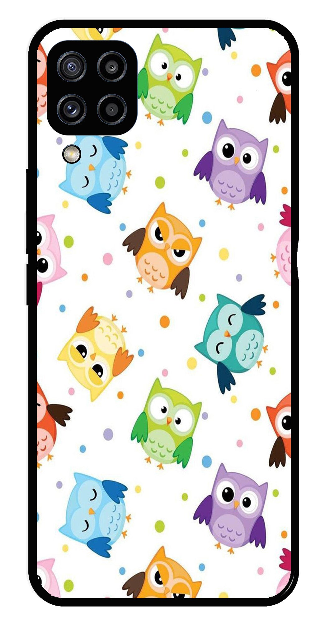 Owls Pattern Metal Mobile Case for Samsung Galaxy M32 4G   (Design No -20)