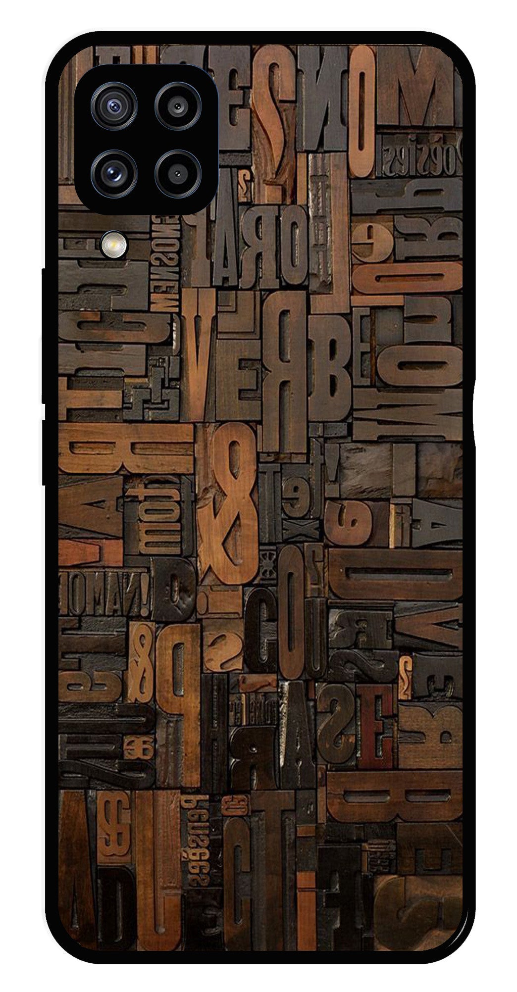 Alphabets Metal Mobile Case for Samsung Galaxy M32 4G   (Design No -32)