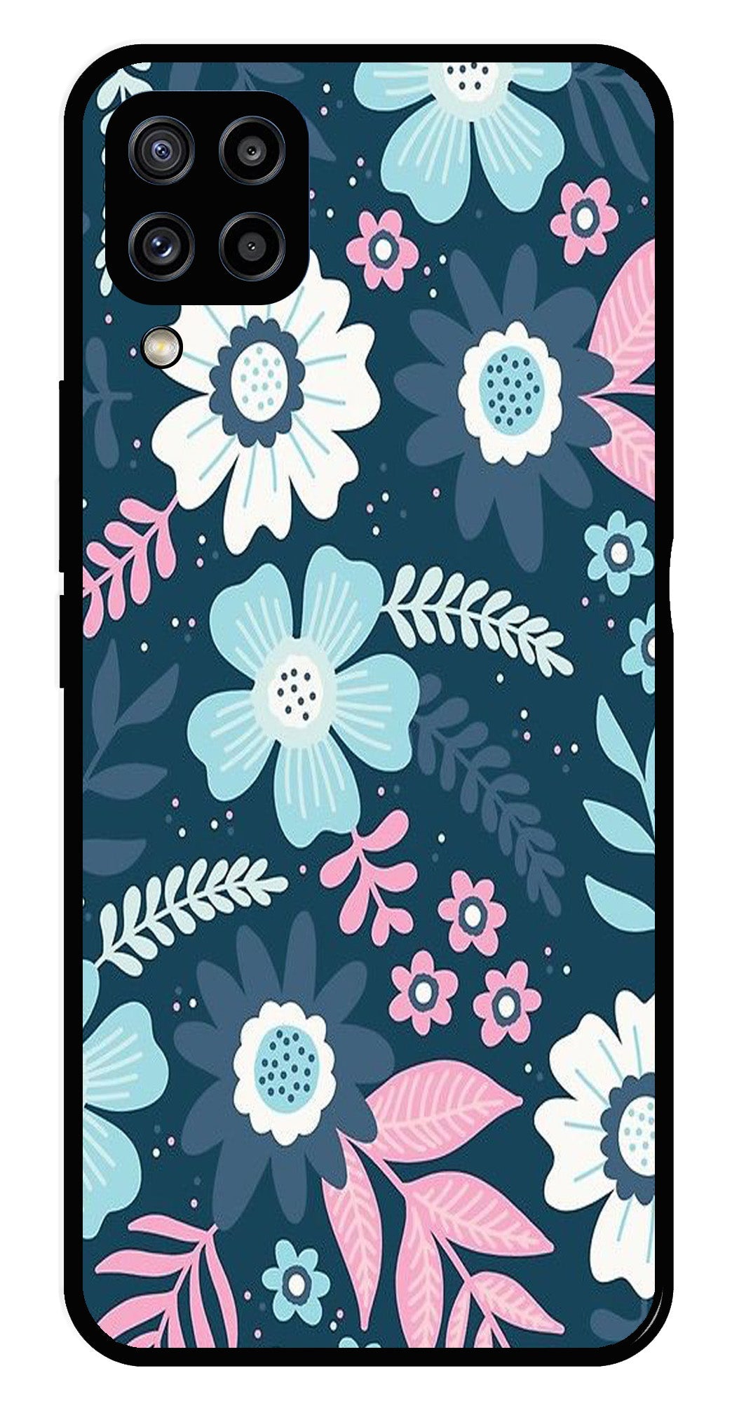 Flower Leaves Design Metal Mobile Case for Samsung Galaxy M32 4G   (Design No -50)