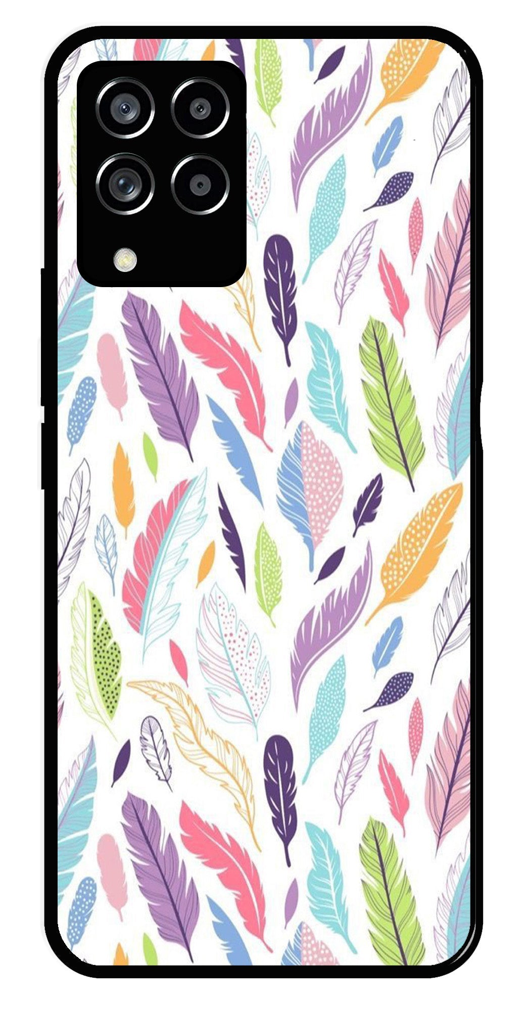 Colorful Feathers Metal Mobile Case for Samsung Galaxy M33 5G   (Design No -06)