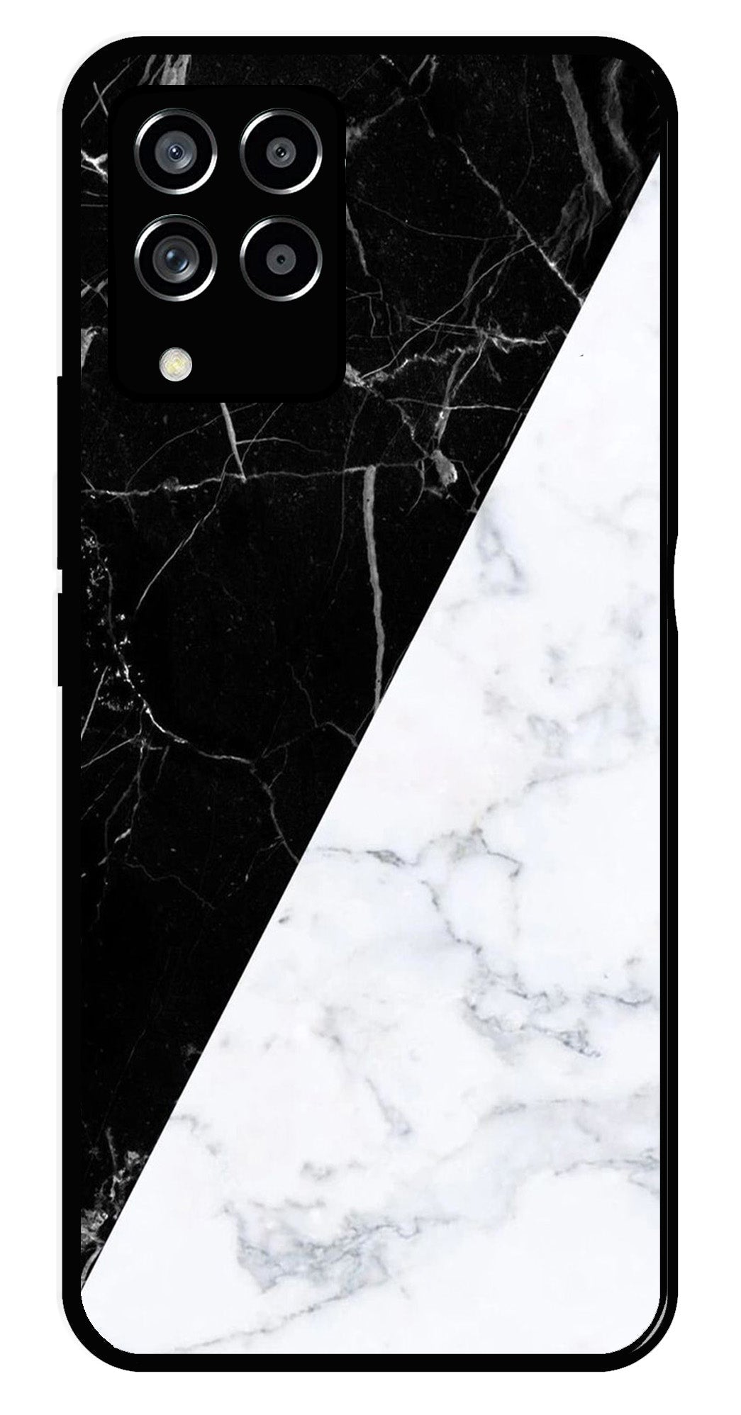 Black White Marble Design Metal Mobile Case for Samsung Galaxy M33 5G   (Design No -09)