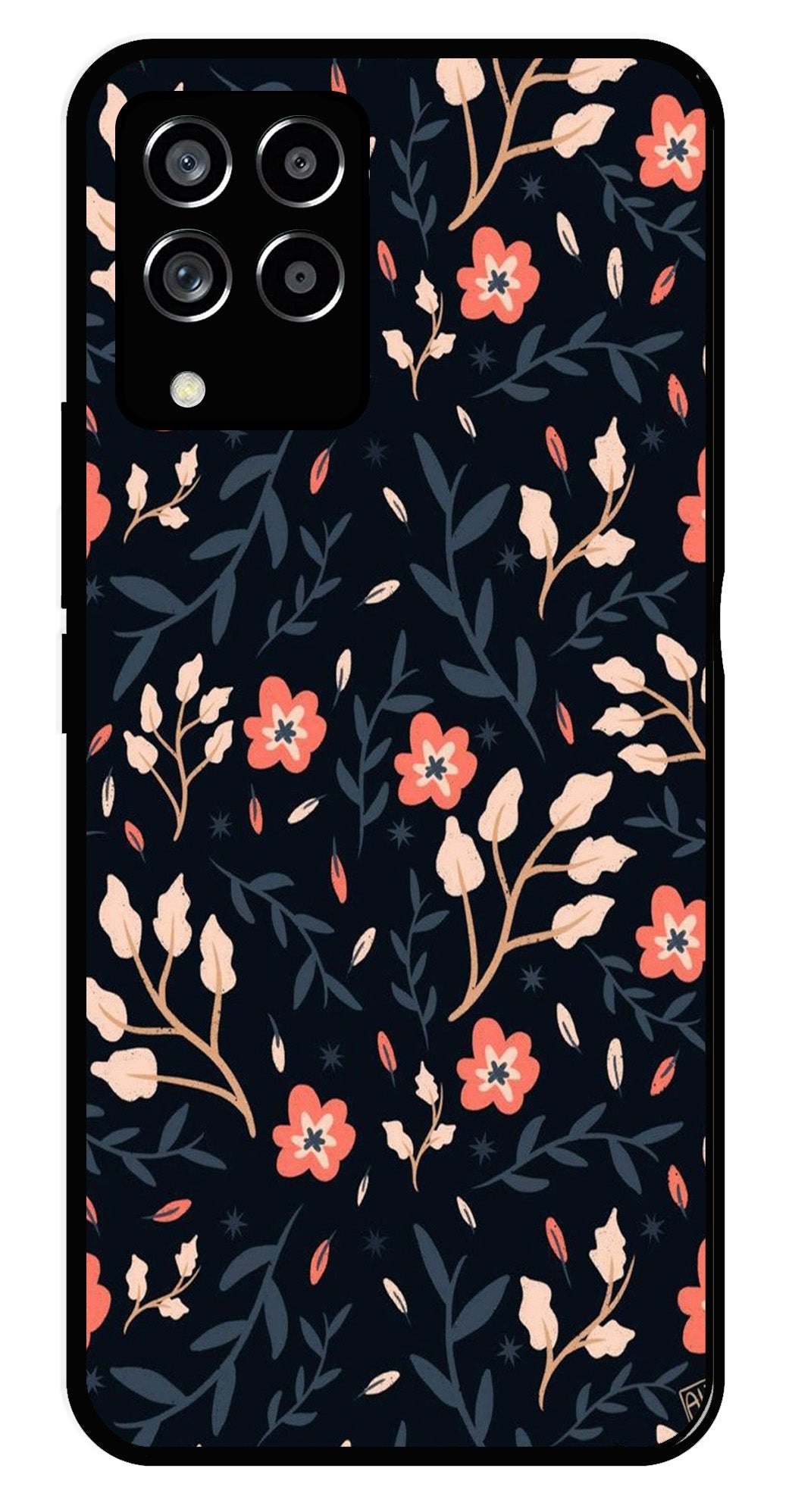 Floral Pattern Metal Mobile Case for Samsung Galaxy M33 5G   (Design No -10)