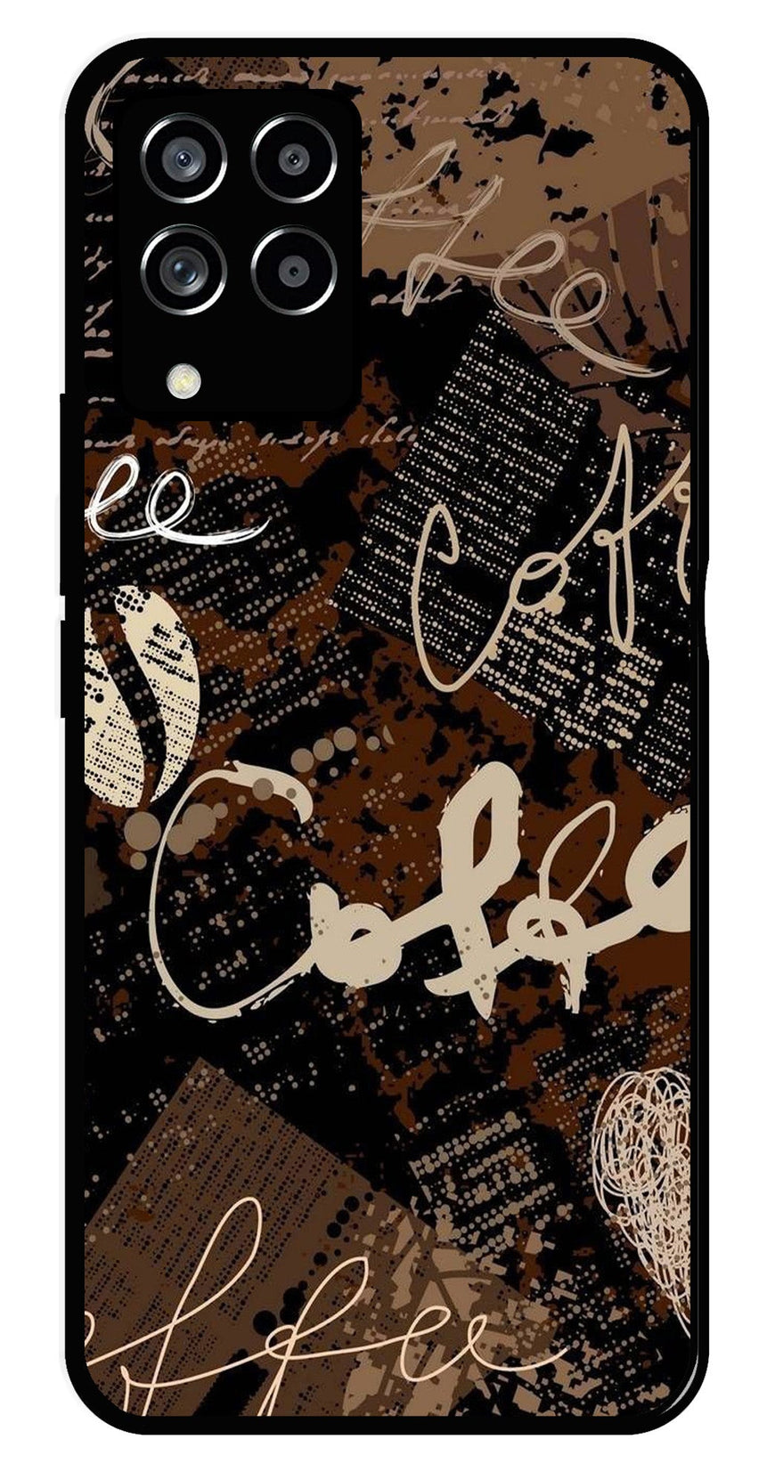 Coffee Pattern Metal Mobile Case for Samsung Galaxy M33 5G   (Design No -37)