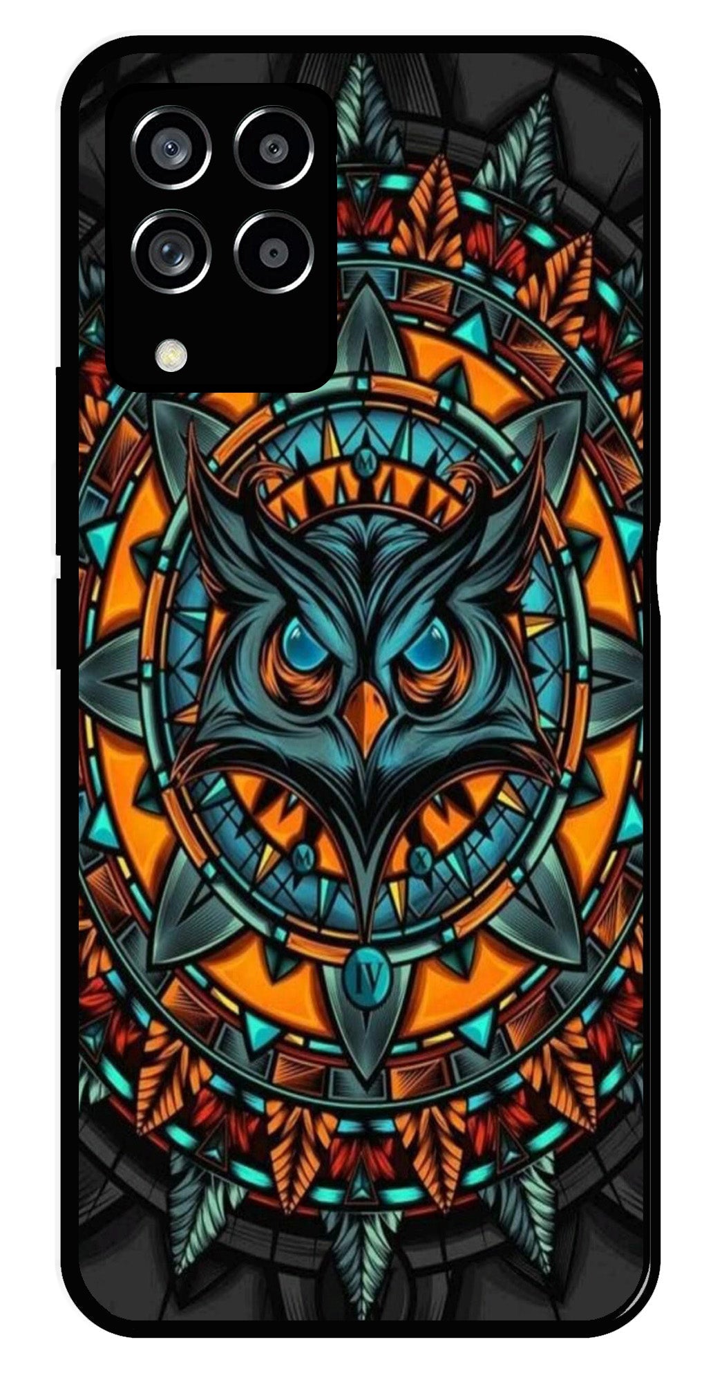 Owl Pattern Metal Mobile Case for Samsung Galaxy M33 5G   (Design No -42)