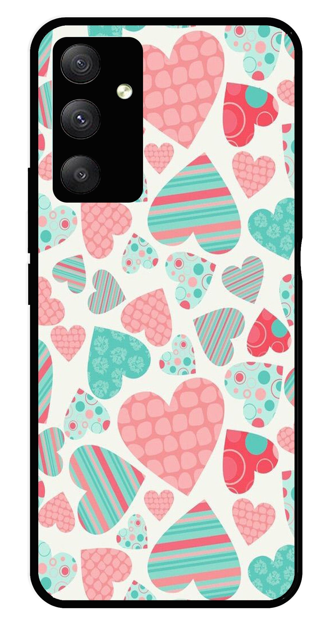 Hearts Pattern Metal Mobile Case for Samsung Galaxy F54   (Design No -22)