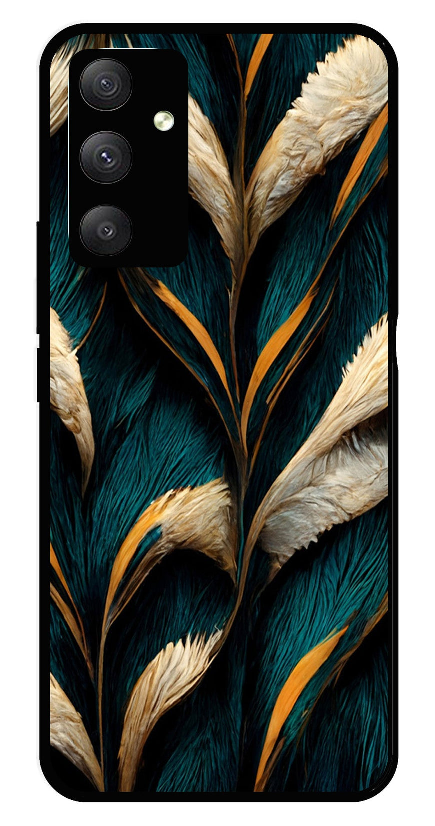 Feathers Metal Mobile Case for Samsung Galaxy M34   (Design No -30)