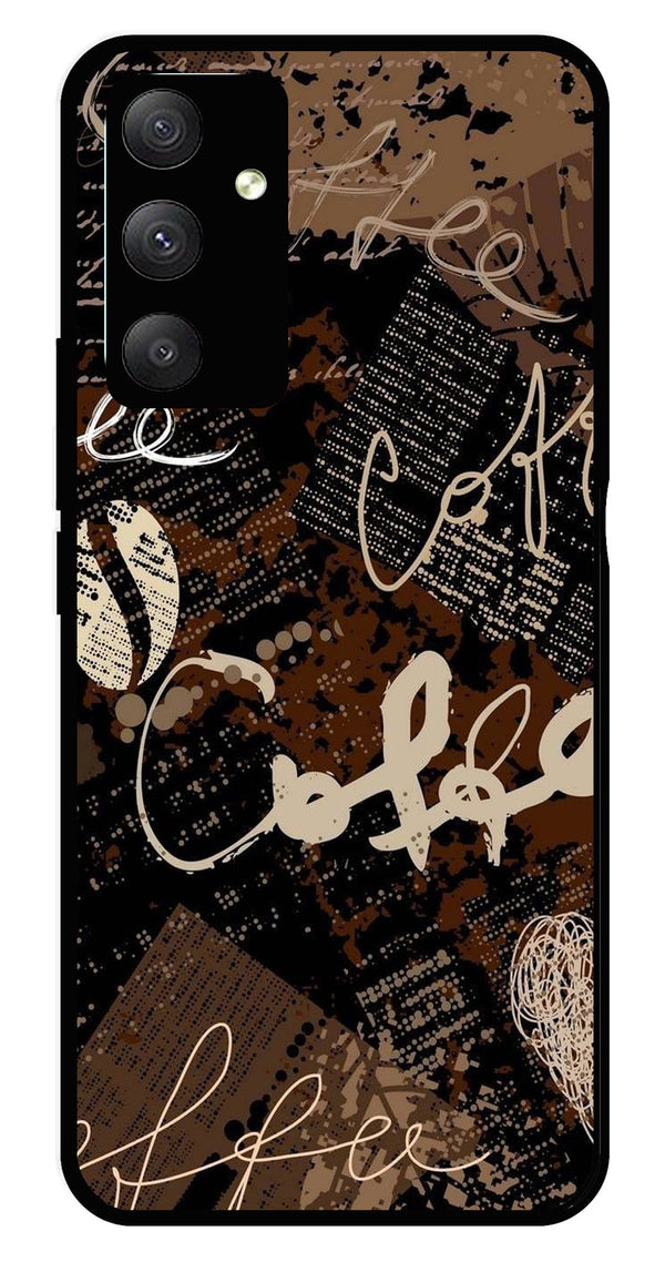 Coffee Pattern Metal Mobile Case for Samsung Galaxy A54   (Design No -37)
