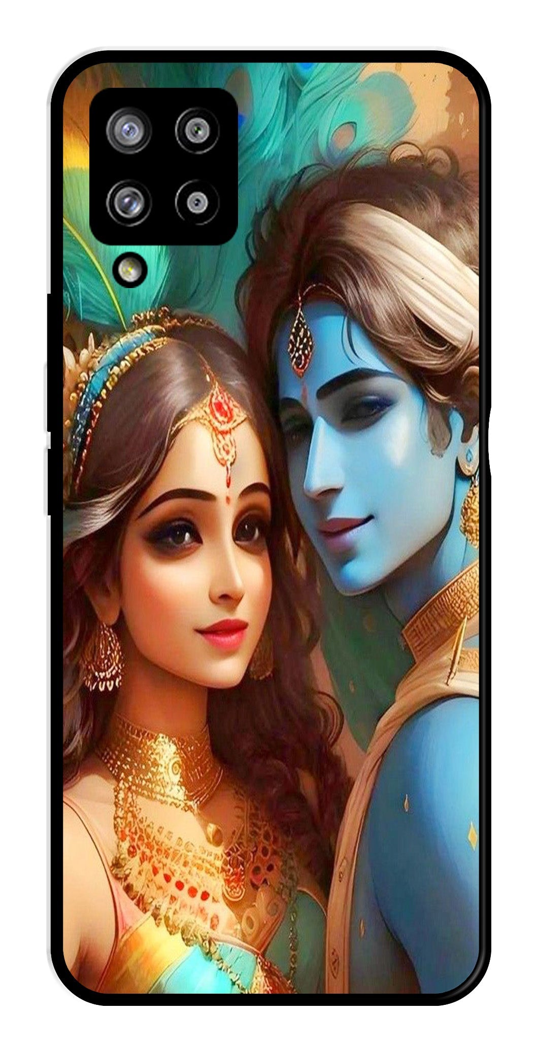 Lord Radha Krishna Metal Mobile Case for Samsung Galaxy A42 5G   (Design No -01)