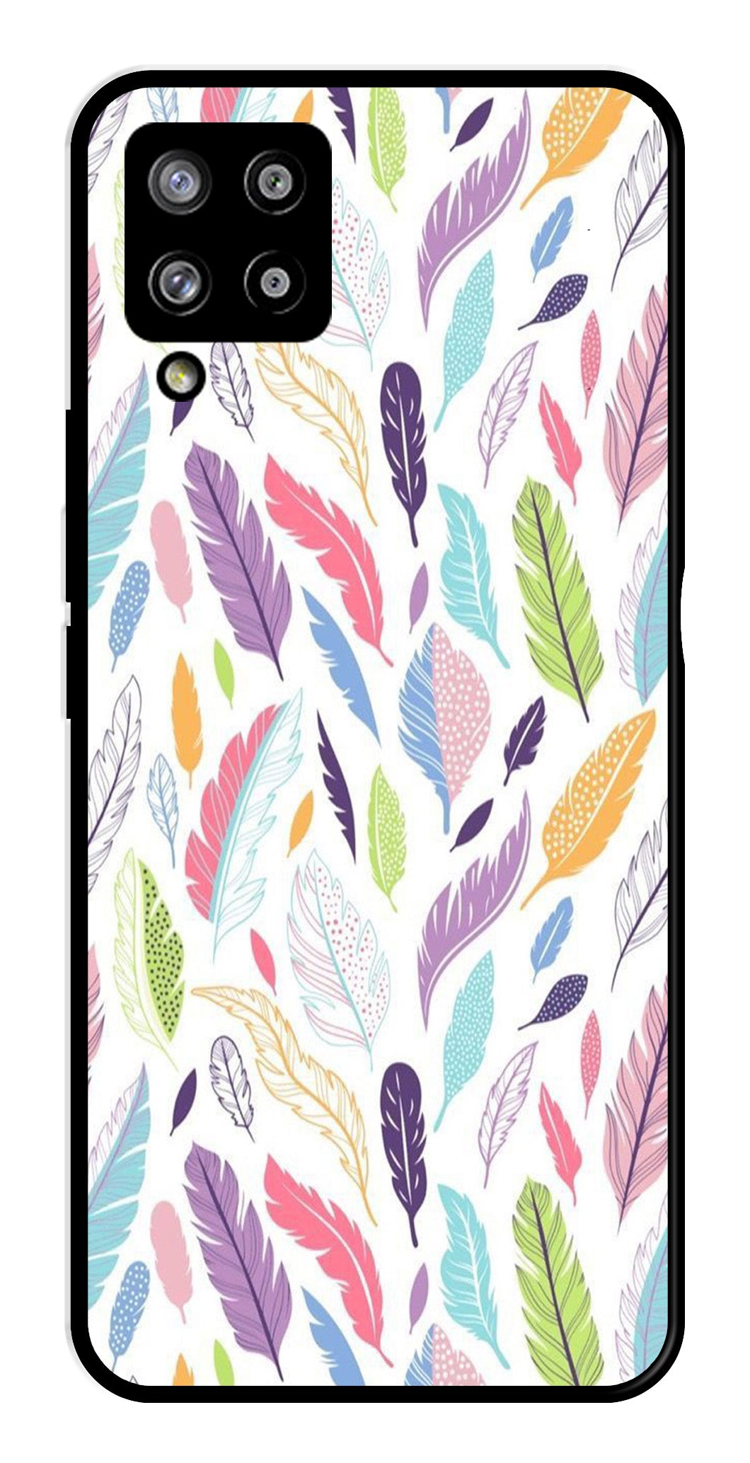 Colorful Feathers Metal Mobile Case for Samsung Galaxy M42 5G   (Design No -06)