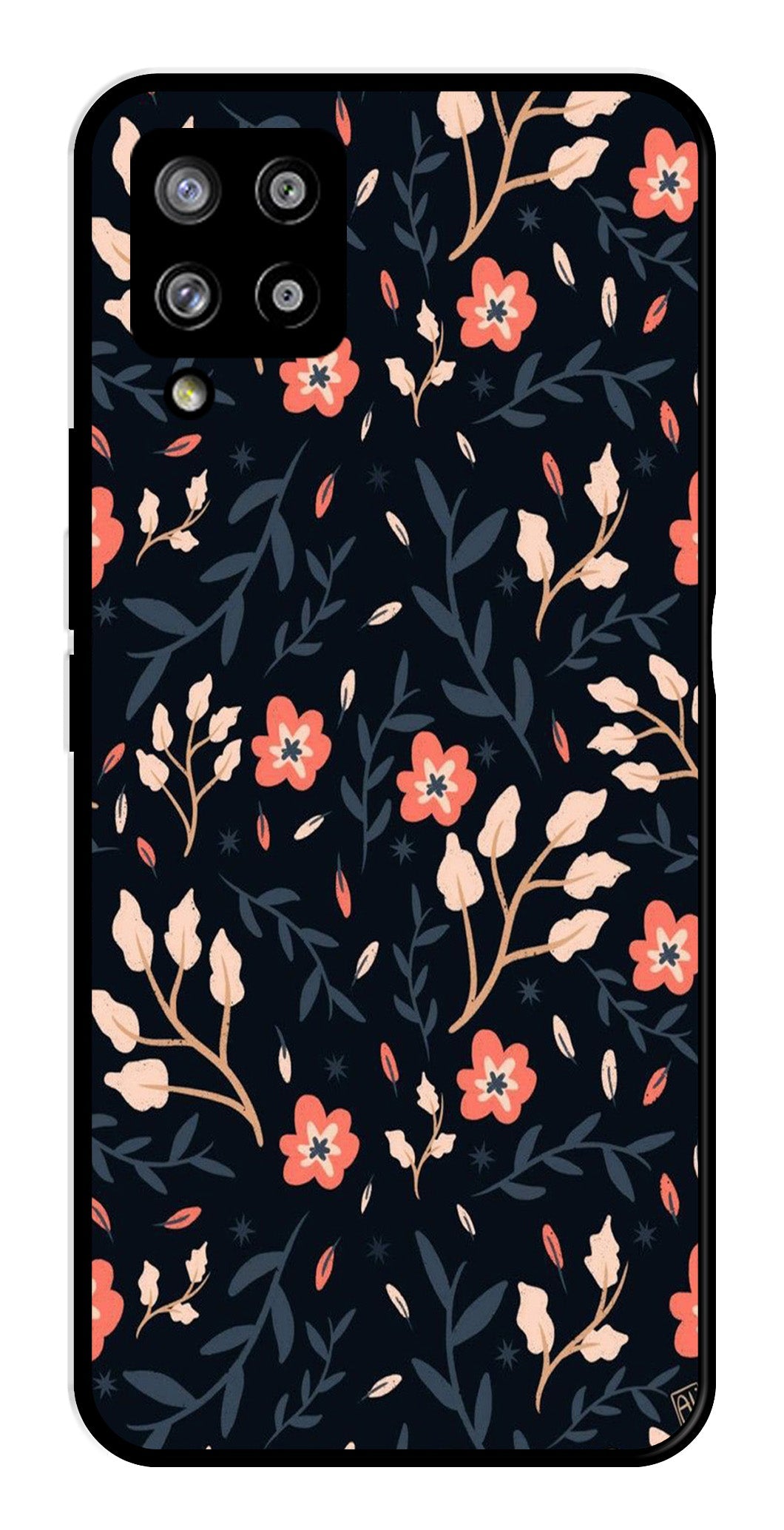 Floral Pattern Metal Mobile Case for Samsung Galaxy A42 5G   (Design No -10)