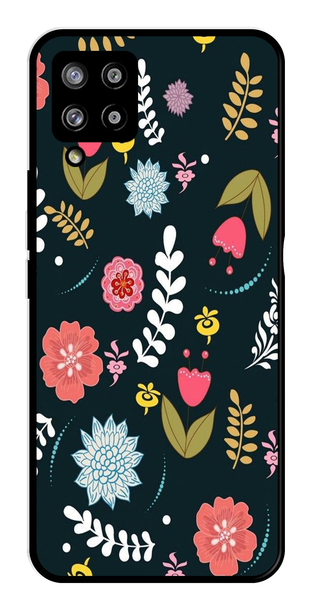 Floral Pattern2 Metal Mobile Case for Samsung Galaxy M42 5G   (Design No -12)