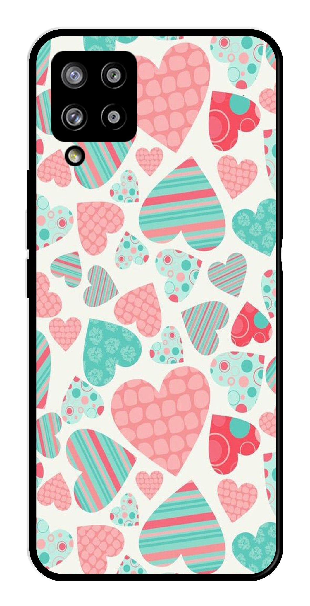 Hearts Pattern Metal Mobile Case for Samsung Galaxy M42 5G   (Design No -22)