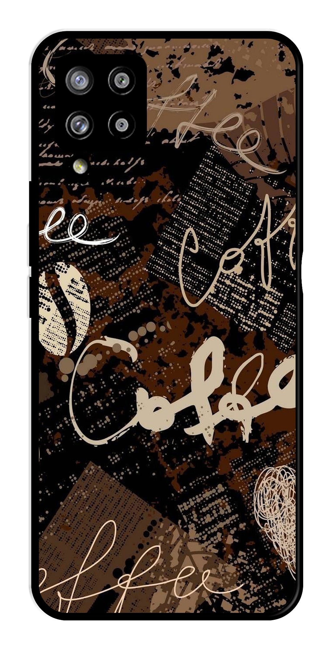 Coffee Pattern Metal Mobile Case for Samsung Galaxy M42 5G   (Design No -37)