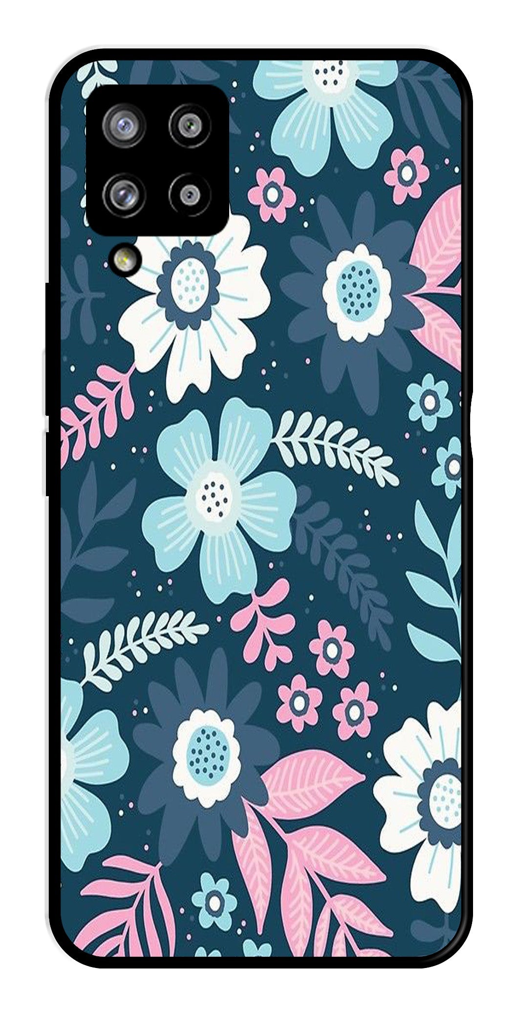 Flower Leaves Design Metal Mobile Case for Samsung Galaxy A42 5G   (Design No -50)