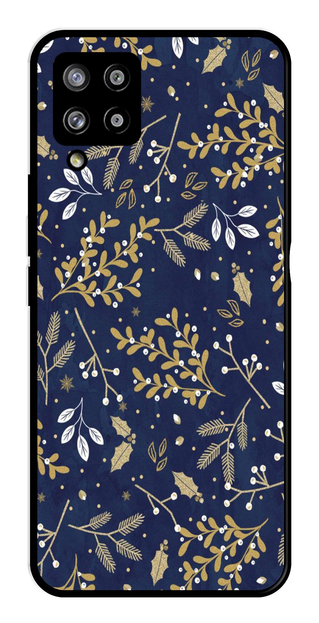Floral Pattern  Metal Mobile Case for Samsung Galaxy M42 5G   (Design No -52)