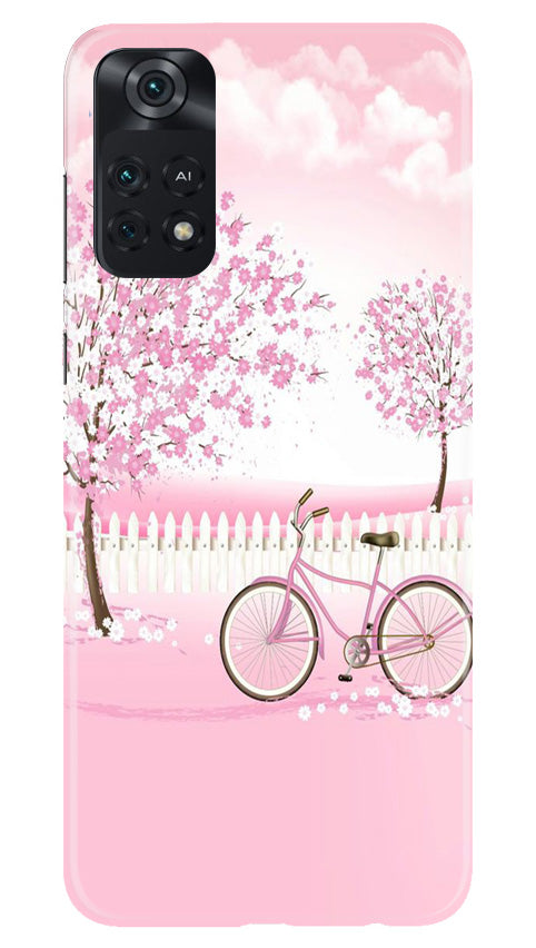 Pink Flowers Cycle Case for Poco M4 Pro 4G(Design - 102)