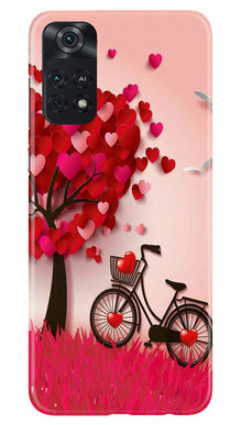 Red Heart Cycle Mobile Back Case for Poco M4 Pro 4G (Design - 191)