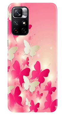 White Pick Butterflies Mobile Back Case for Poco M4 Pro 5G (Design - 28)
