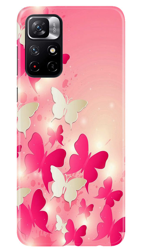 White Pick Butterflies Case for Poco M4 Pro 5G