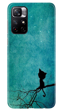 Moon cat Mobile Back Case for Poco M4 Pro 5G (Design - 70)
