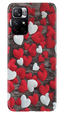 Red White Hearts Mobile Back Case for Poco M4 Pro 5G  (Design - 105)