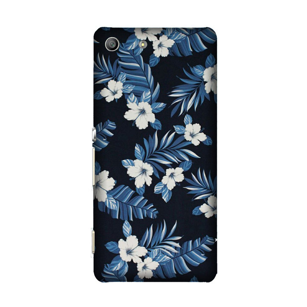 White flowers Blue Background2 Case for Sony M5