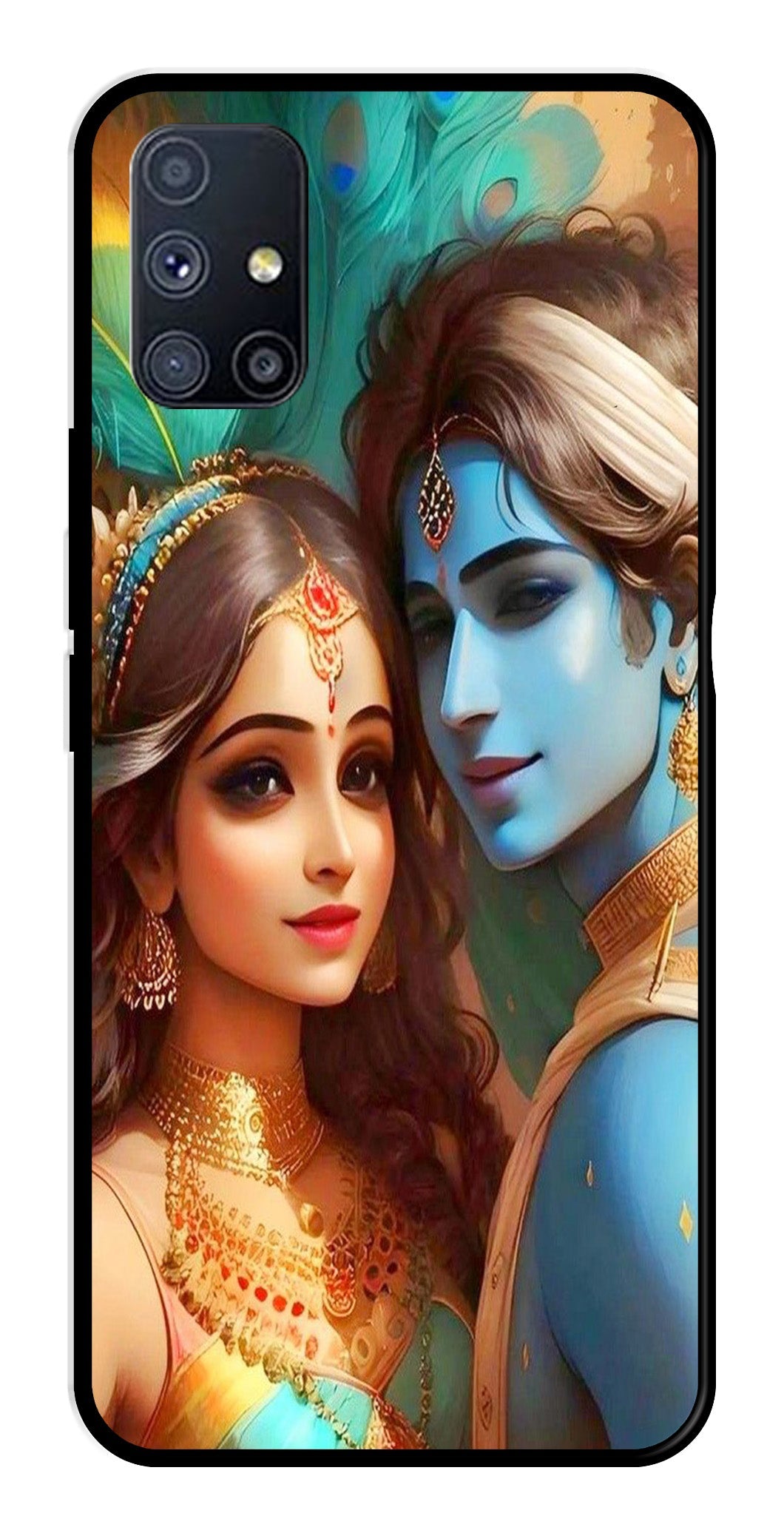 Lord Radha Krishna Metal Mobile Case for Samsung Galaxy A51   (Design No -01)