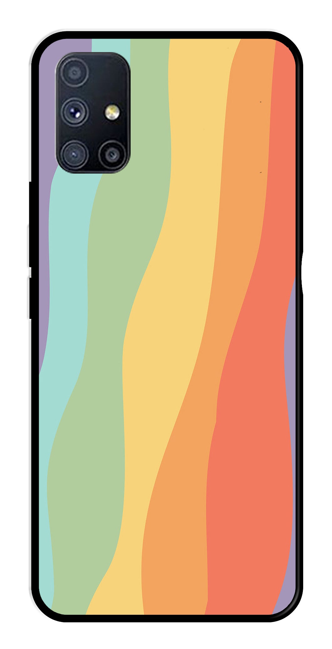 Muted Rainbow Metal Mobile Case for Samsung Galaxy M51   (Design No -02)