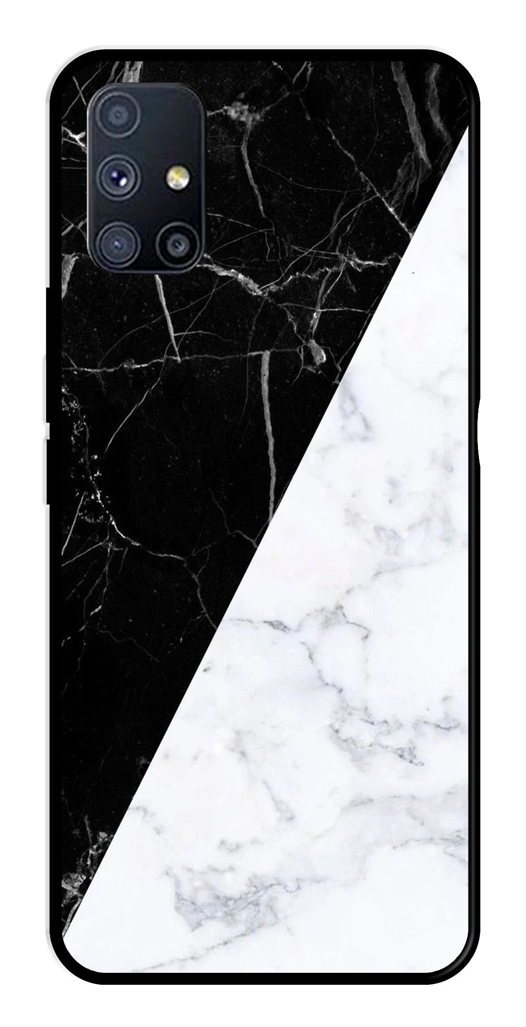 Black White Marble Design Metal Mobile Case for Samsung Galaxy A51   (Design No -09)