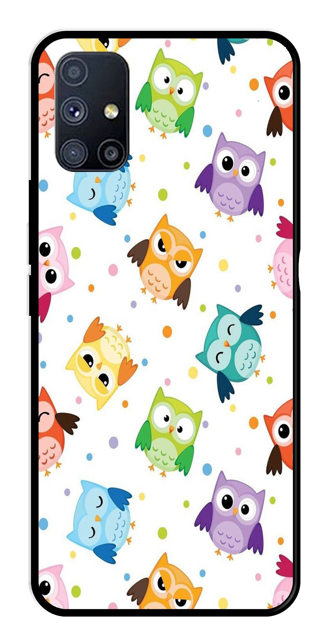 Owls Pattern Metal Mobile Case for Samsung Galaxy A51   (Design No -20)