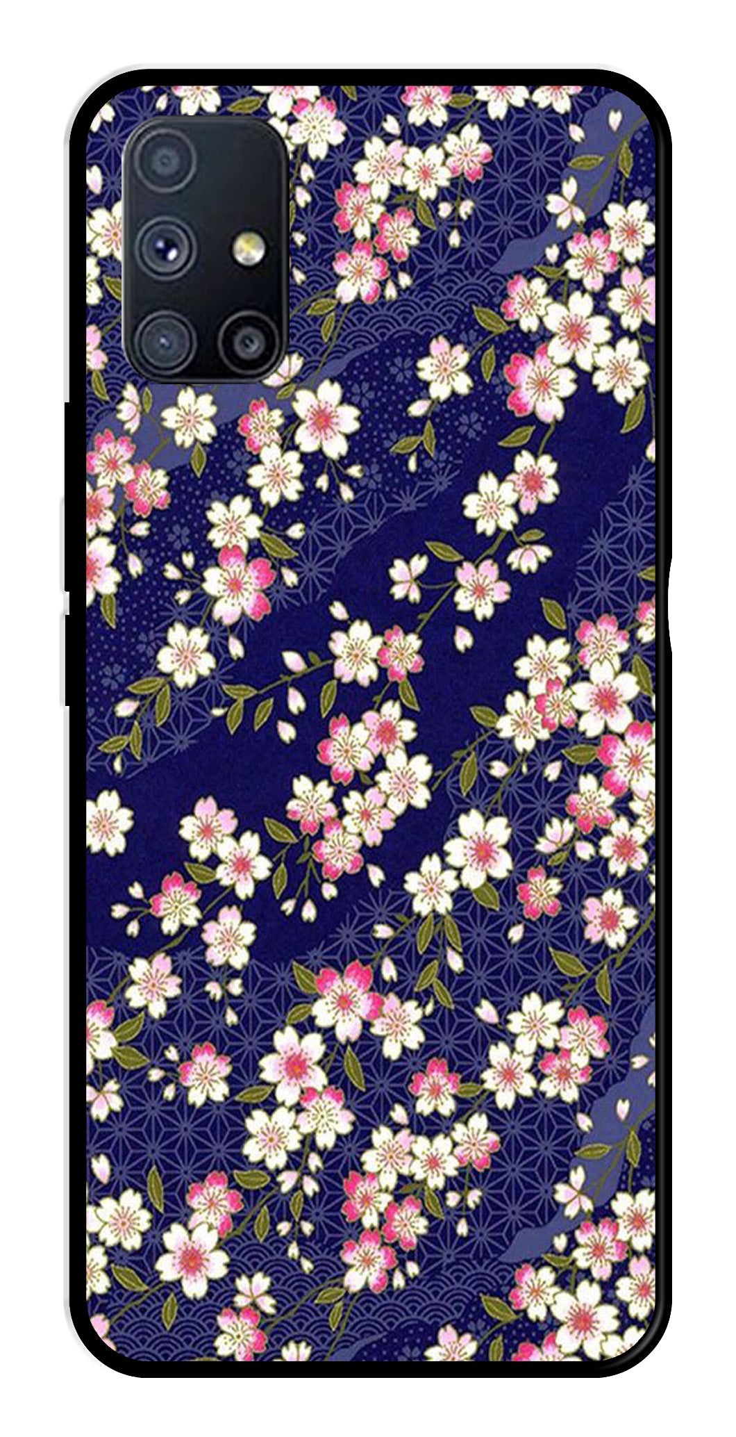 Flower Design Metal Mobile Case for Samsung Galaxy A51   (Design No -25)