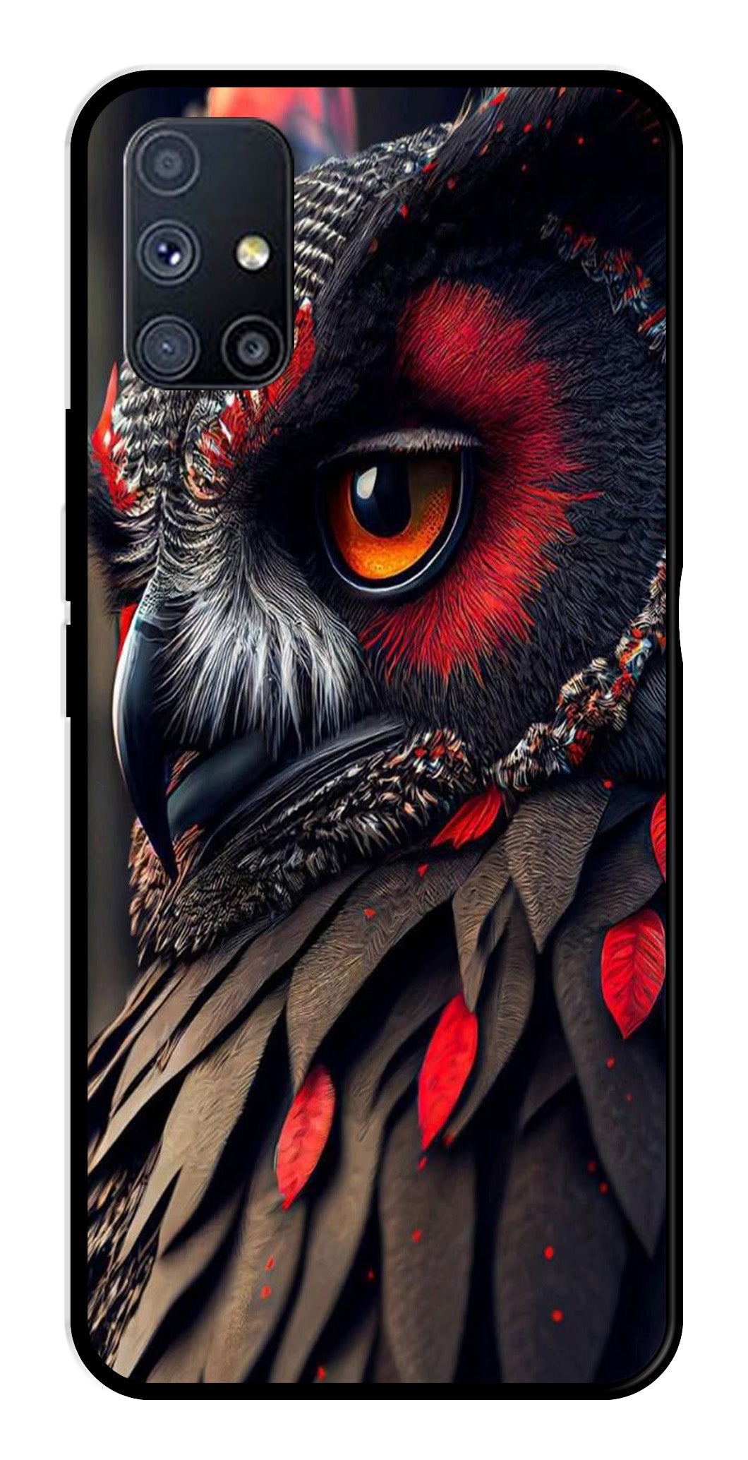 Owl Design Metal Mobile Case for Samsung Galaxy A51   (Design No -26)