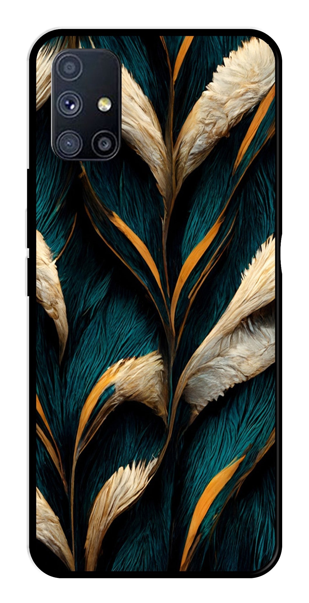 Feathers Metal Mobile Case for Samsung Galaxy A51   (Design No -30)