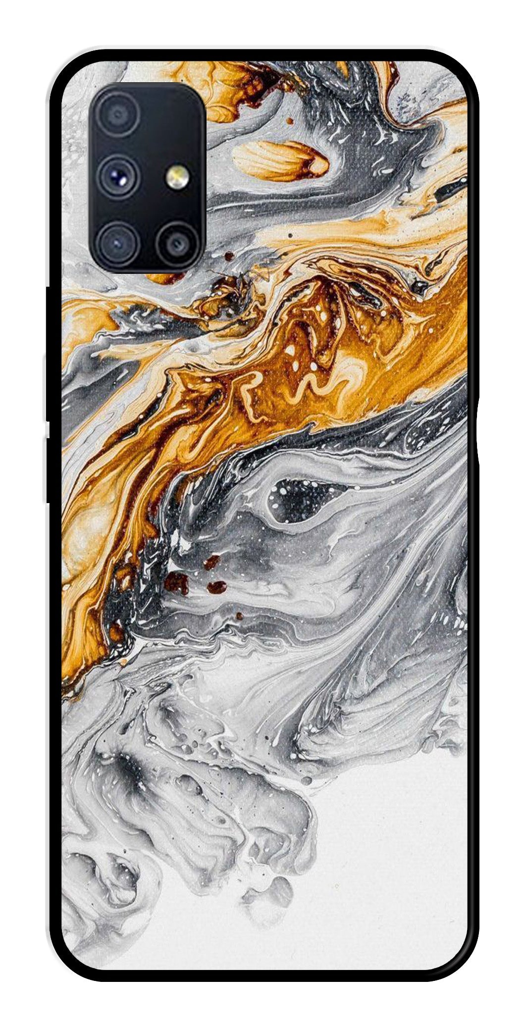 Marble Pattern Metal Mobile Case for Samsung Galaxy A51   (Design No -36)