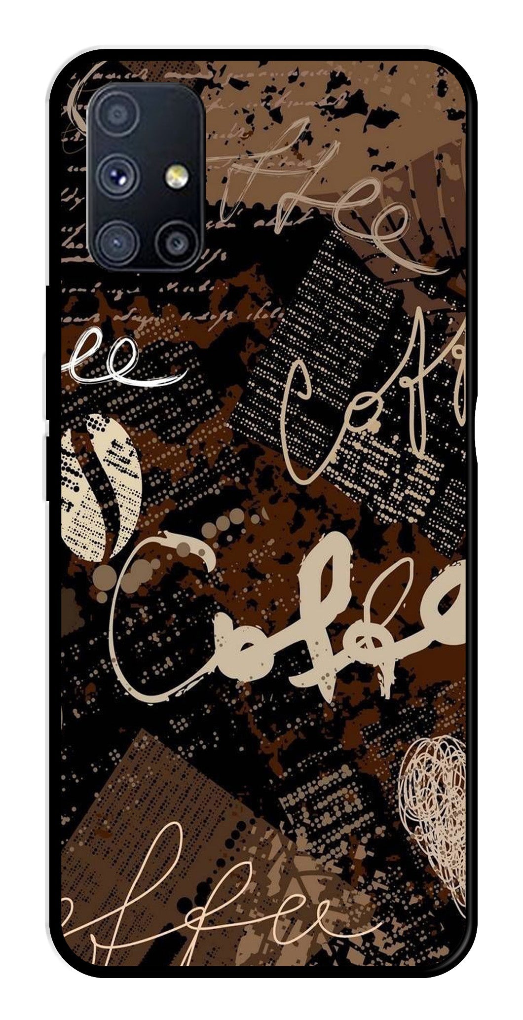 Coffee Pattern Metal Mobile Case for Samsung Galaxy A51   (Design No -37)