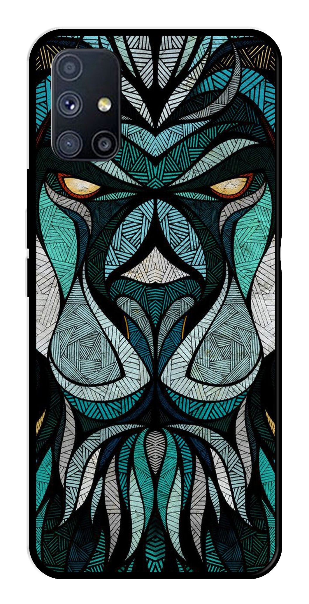 Lion Pattern Metal Mobile Case for Samsung Galaxy A51   (Design No -40)
