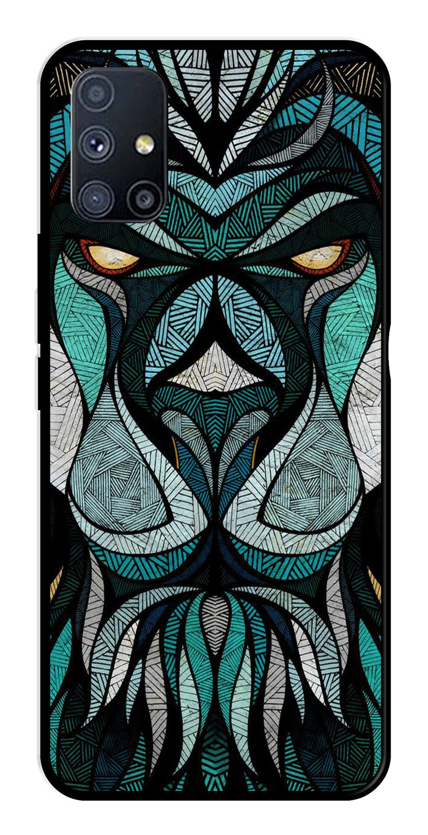 Lion Pattern Metal Mobile Case for Samsung Galaxy M51   (Design No -40)