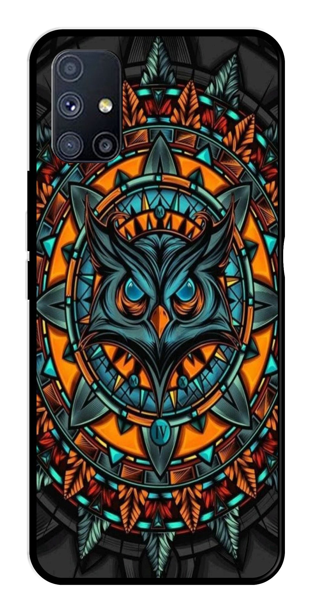 Owl Pattern Metal Mobile Case for Samsung Galaxy A51   (Design No -42)