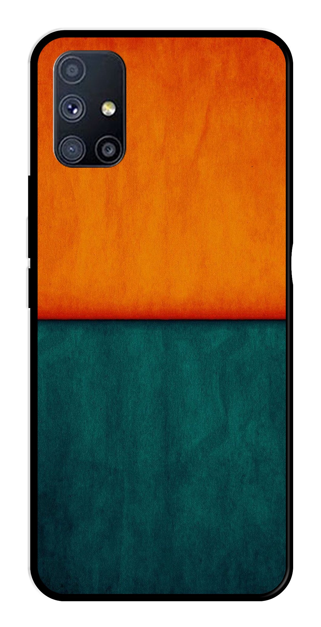 Orange Green Pattern Metal Mobile Case for Samsung Galaxy A51   (Design No -45)