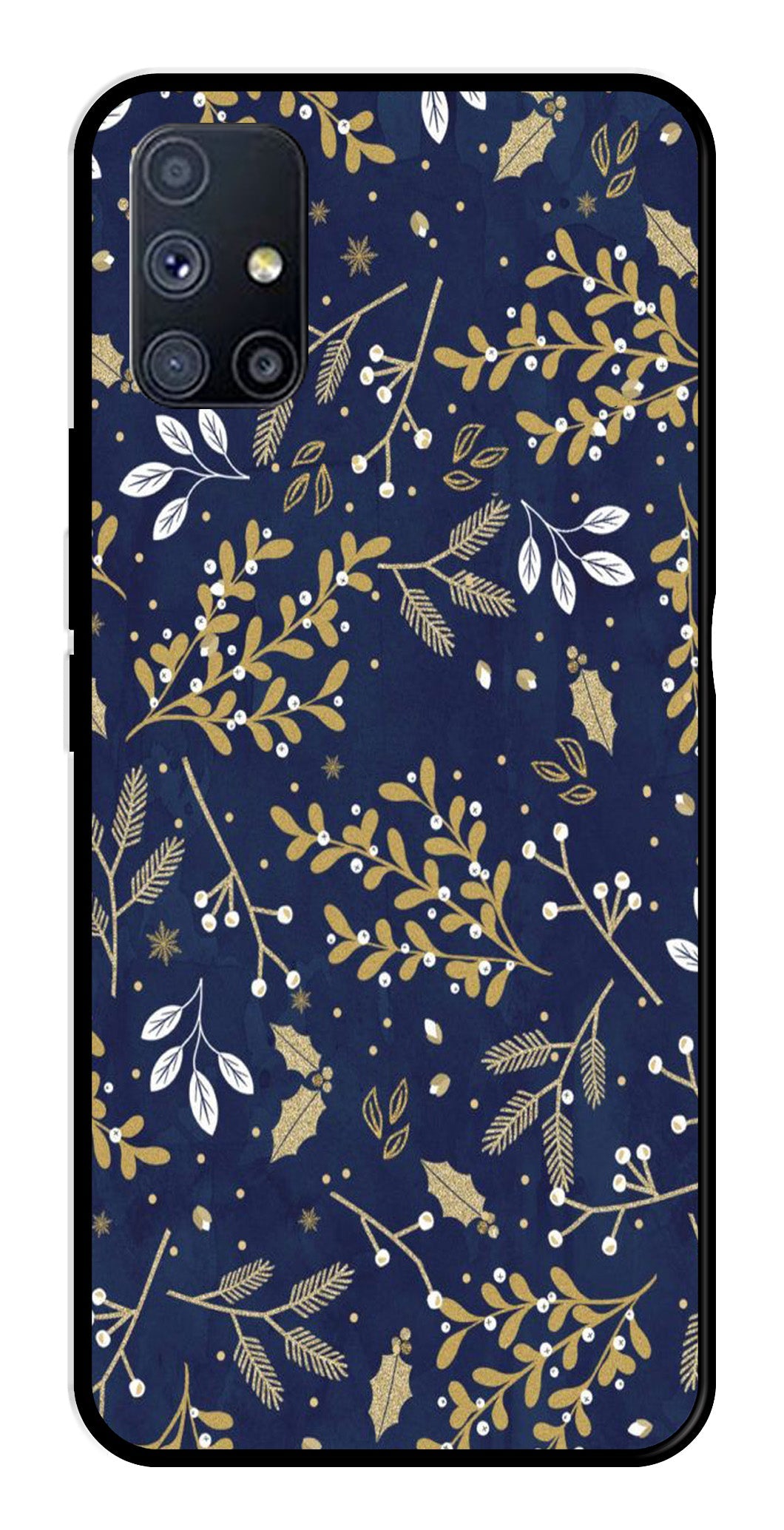 Floral Pattern  Metal Mobile Case for Samsung Galaxy A51   (Design No -52)