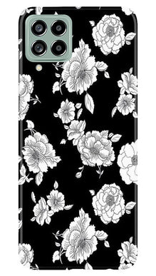 White flowers Black Background Mobile Back Case for Samsung Galaxy M53 5G (Design - 9)