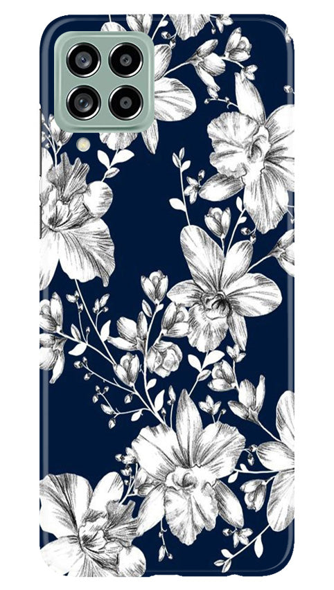 White flowers Blue Background Case for Samsung Galaxy M53 5G