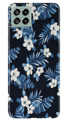 White flowers Blue Background2 Mobile Back Case for Samsung Galaxy M53 5G (Design - 15)