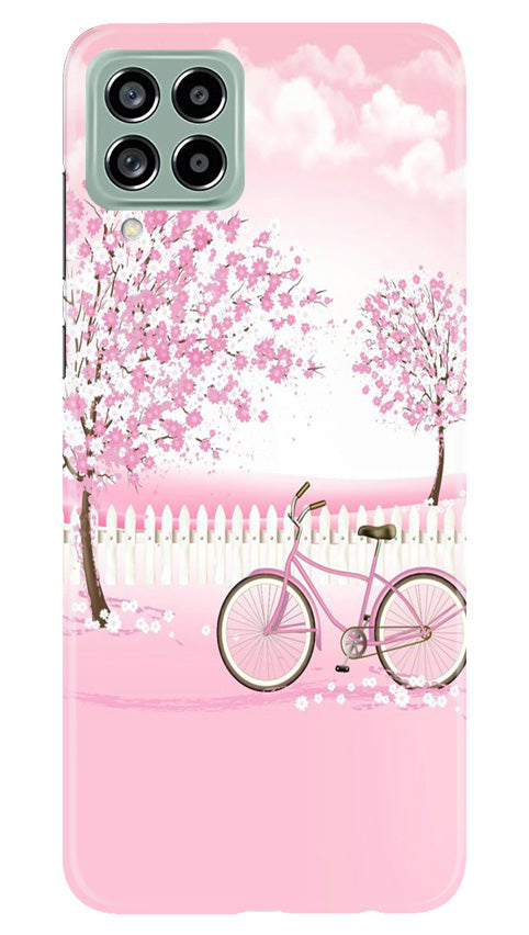 Pink Flowers Cycle Case for Samsung Galaxy M53 5G(Design - 102)
