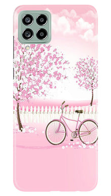 Pink Flowers Cycle Mobile Back Case for Samsung Galaxy M53 5G  (Design - 102)