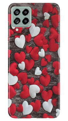 Red White Hearts Mobile Back Case for Samsung Galaxy M53 5G  (Design - 105)