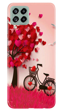 Red Heart Cycle Mobile Back Case for Samsung Galaxy M53 5G (Design - 191)