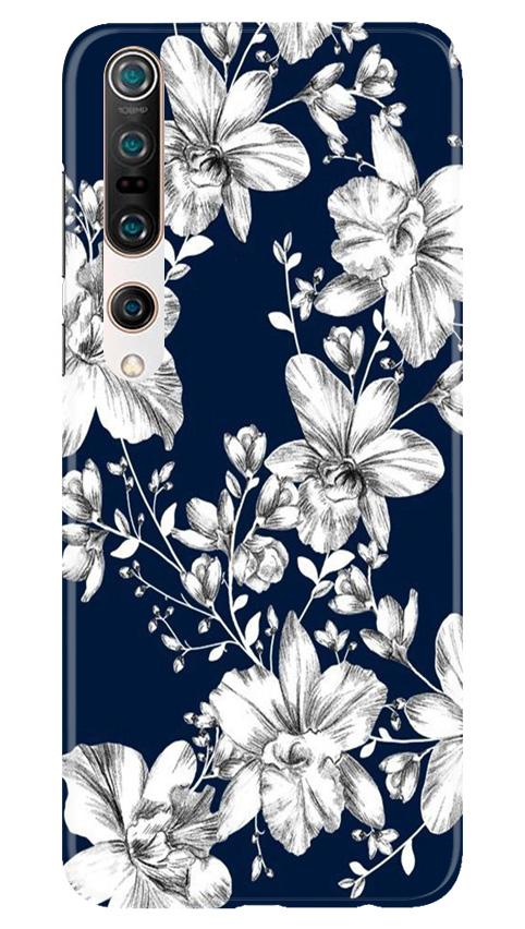 White flowers Blue Background Case for Xiaomi Mi 10